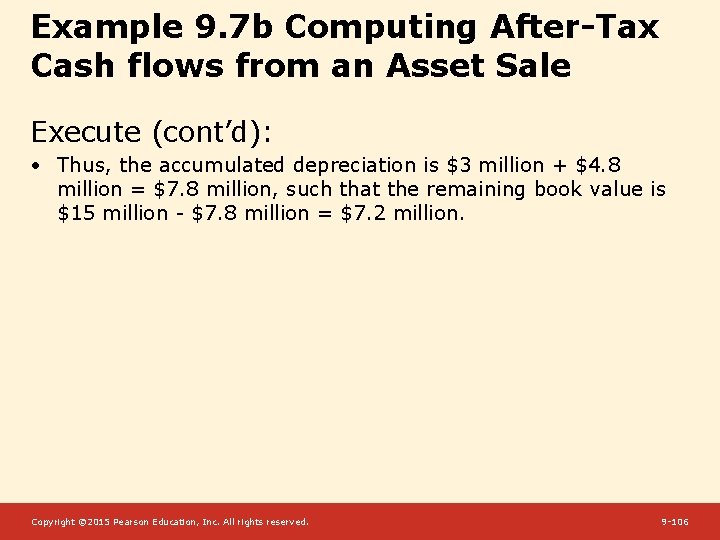 Example 9. 7 b Computing After-Tax Cash flows from an Asset Sale Execute (cont’d):