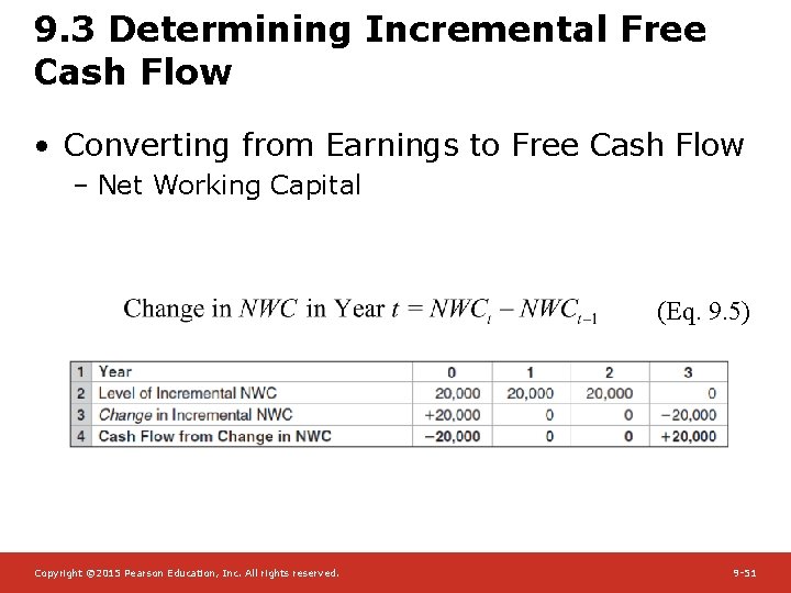9. 3 Determining Incremental Free Cash Flow • Converting from Earnings to Free Cash
