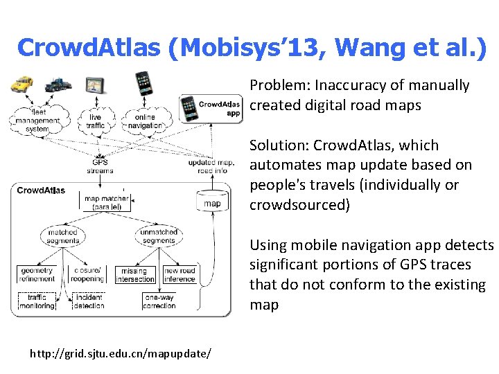 Crowd. Atlas (Mobisys’ 13, Wang et al. ) Problem: Inaccuracy of manually created digital