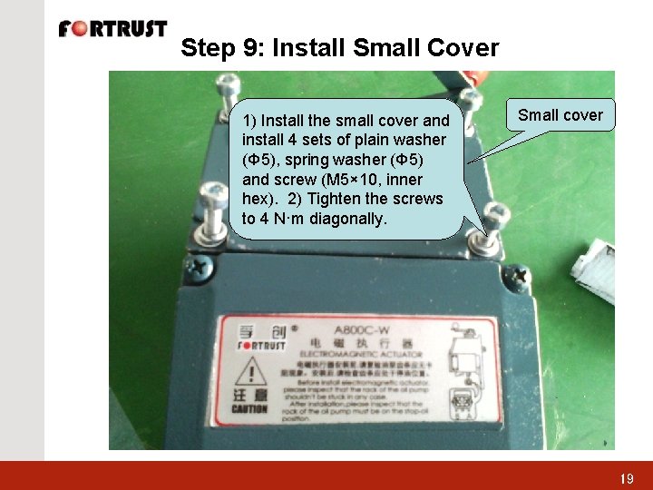 Step 9: Install Small Cover 1) Install the small cover and install 4 sets