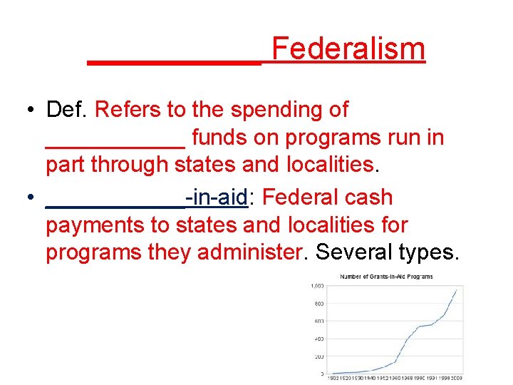 _____ Federalism • Def. Refers to the spending of ______ funds on programs run