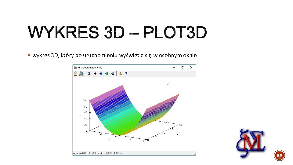 § wykres 3 D, który po uruchomieniu wyświetla się w osobnym oknie 65 