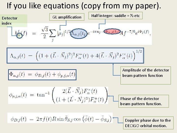 If you like equations (copy from my paper). Detector index GL amplification Half integer: