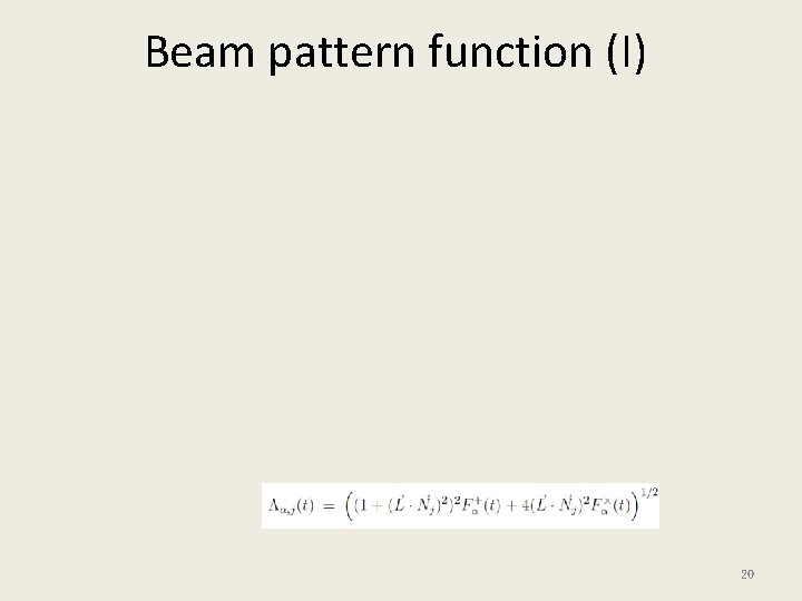 Beam pattern function (I) 20 