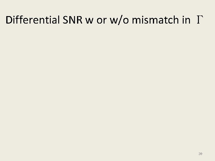 Differential SNR w or w/o mismatch in Г 30 
