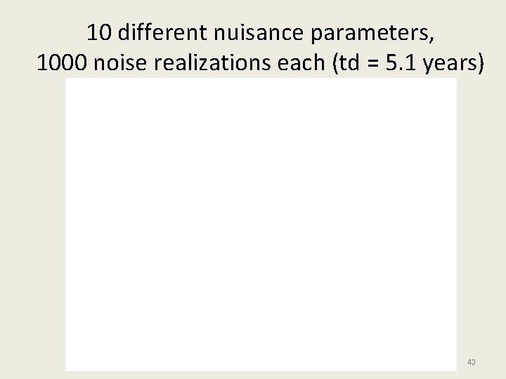 10 different nuisance parameters, 1000 noise realizations each (td = 5. 1 years) 43