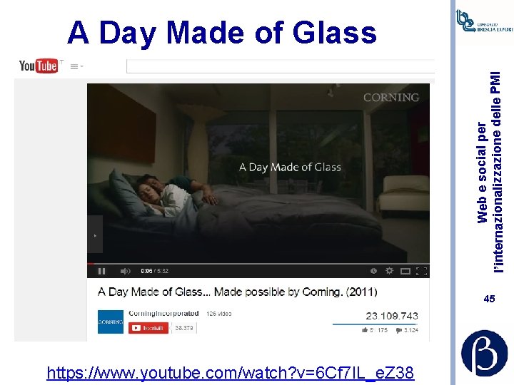 Web e social per l’internazionalizzazione delle PMI A Day Made of Glass 45 https: