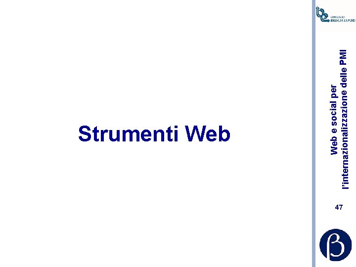 Web e social per l’internazionalizzazione delle PMI Strumenti Web 47 