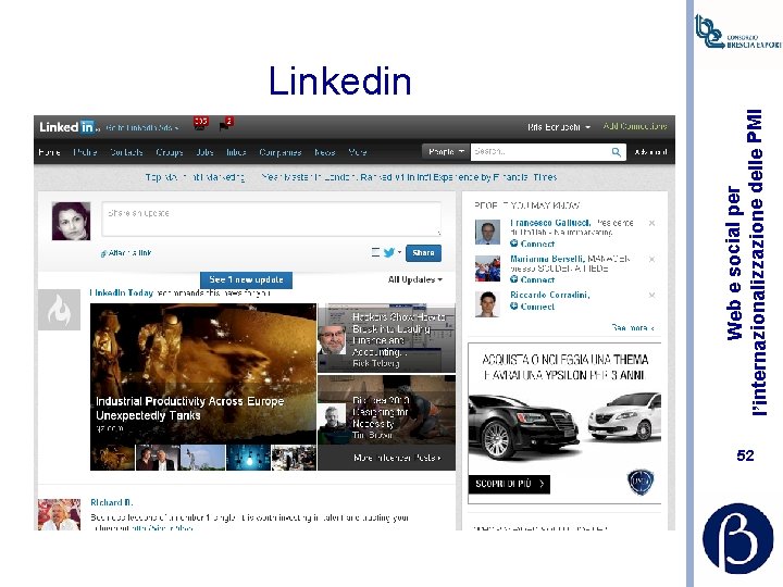 Web e social per l’internazionalizzazione delle PMI Linkedin 52 