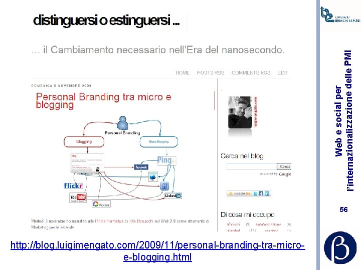 Web e social per l’internazionalizzazione delle PMI 56 http: //blog. luigimengato. com/2009/11/personal-branding-tra-microe-blogging. html 