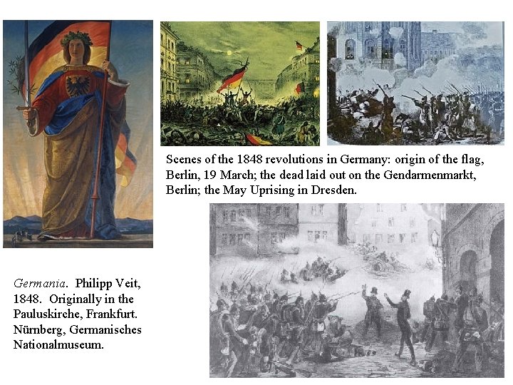Scenes of the 1848 revolutions in Germany: origin of the flag, Berlin, 19 March;