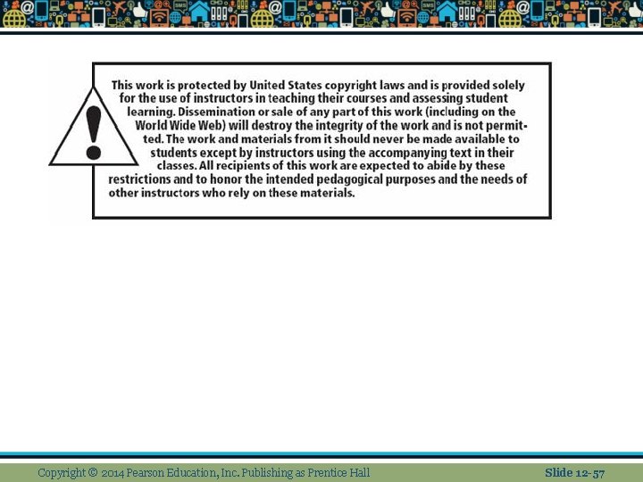 Copyright © 2014 Pearson Education, Inc. Publishing as Prentice Hall Slide 12 -57 