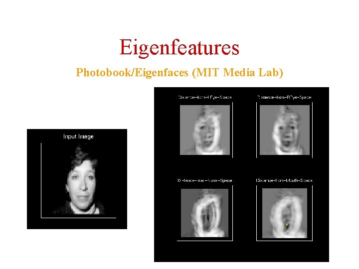 Eigenfeatures Photobook/Eigenfaces (MIT Media Lab) 