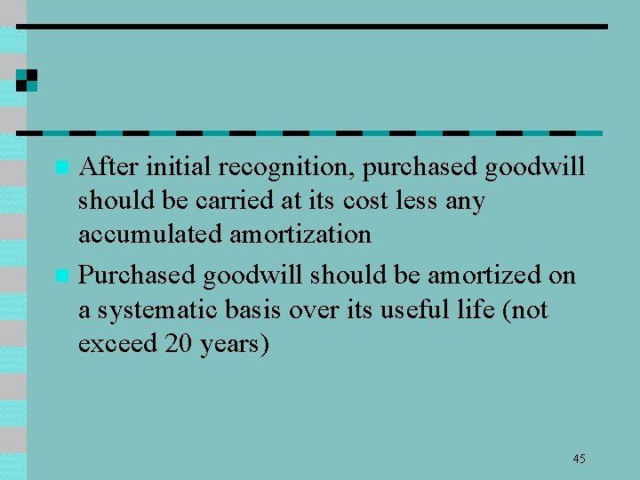 After initial recognition, purchased goodwill should be carried at its cost less any accumulated