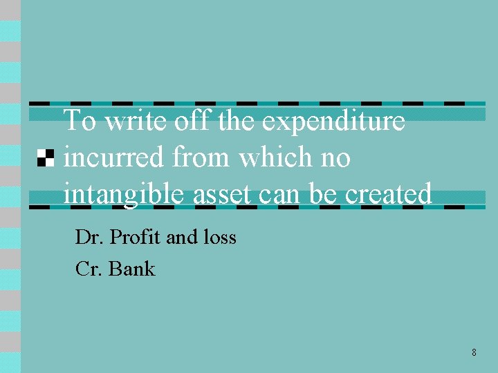 To write off the expenditure incurred from which no intangible asset can be created