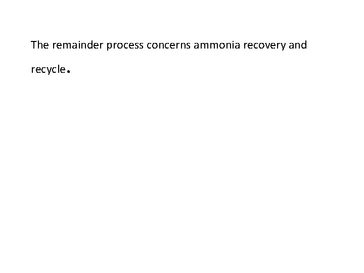 The remainder process concerns ammonia recovery and recycle . 