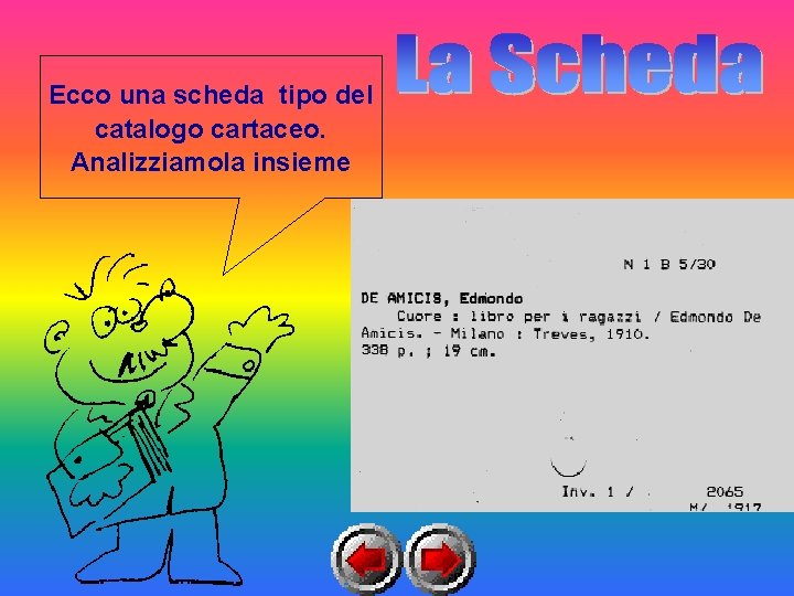 Ecco una scheda tipo del catalogo cartaceo. Analizziamola insieme 