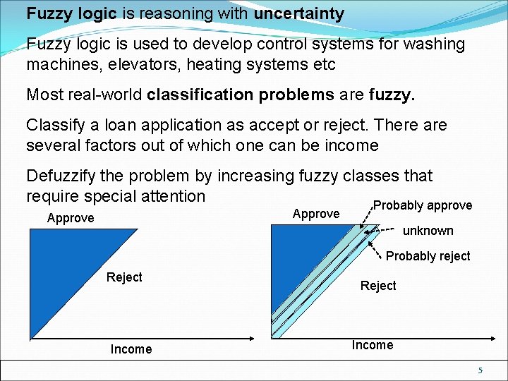 Fuzzy logic is reasoning with uncertainty Fuzzy logic is used to develop control systems