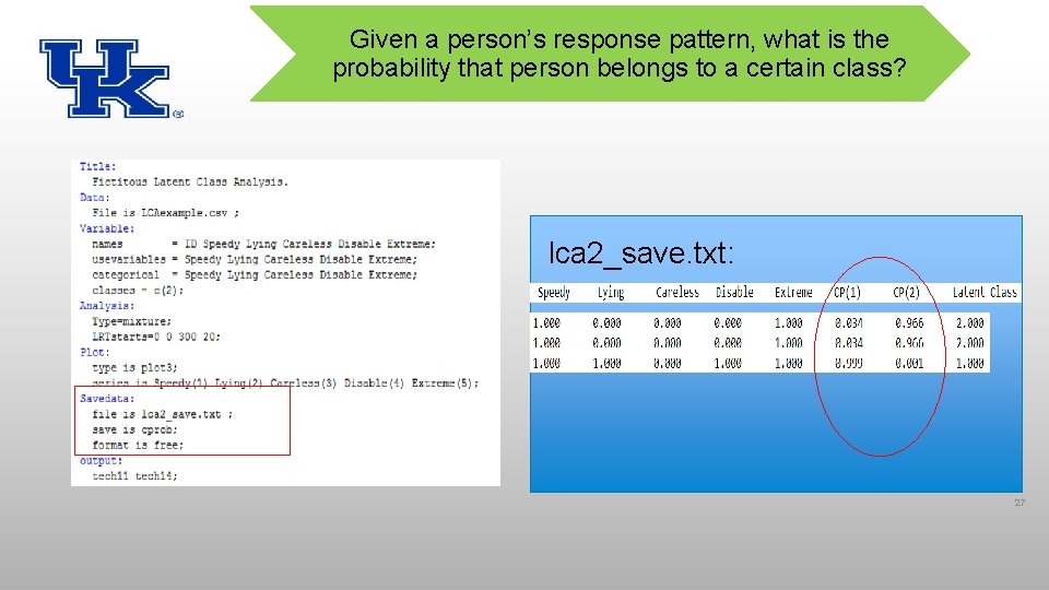 Given a person’s response pattern, what is the probability that person belongs to a