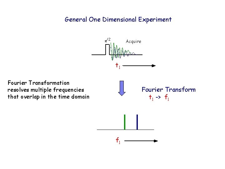 General One Dimensional Experiment p/2 Acquire t 1 Fourier Transformation resolves multiple frequencies that