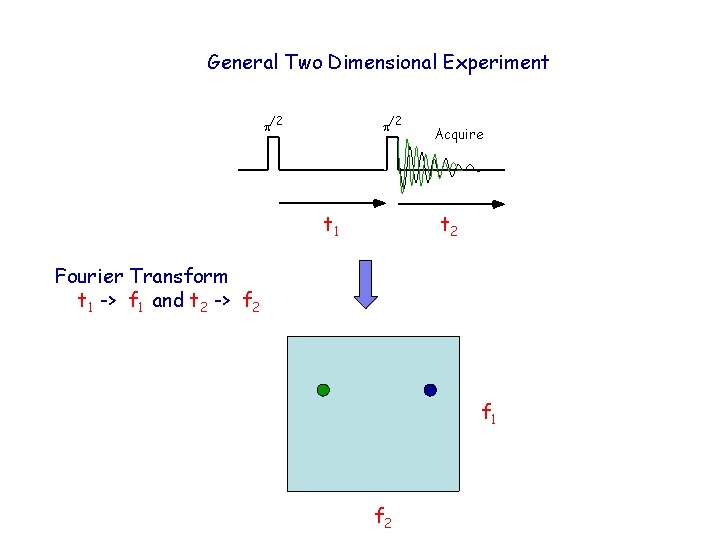 General Two Dimensional Experiment p/2 t 1 Acquire t 2 Fourier Transform t 1