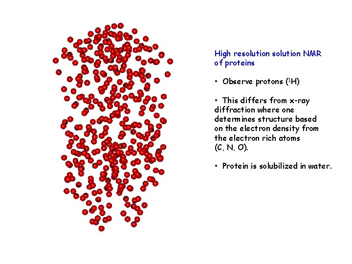 High resolution NMR of proteins • Observe protons (1 H) • This differs from