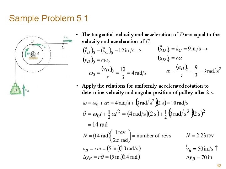 Sample Problem 5. 1 • The tangential velocity and acceleration of D are equal