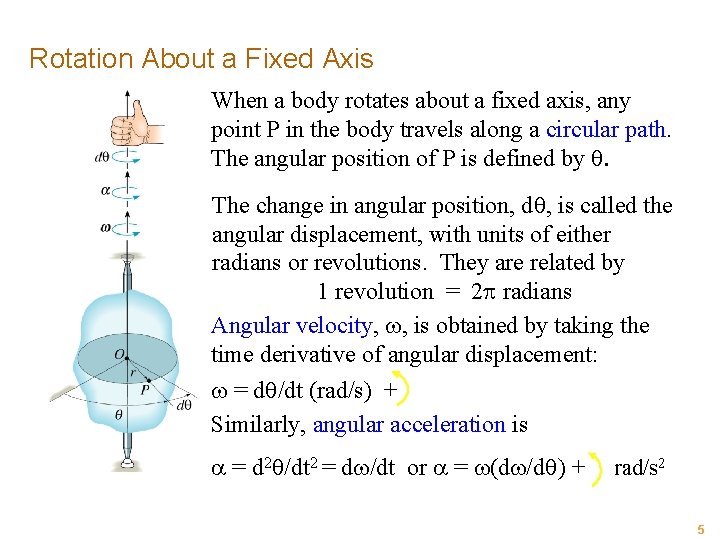 Rotation About a Fixed Axis When a body rotates about a fixed axis, any