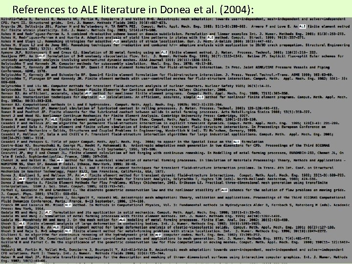 References to ALE literature in Donea et al. (2004): 