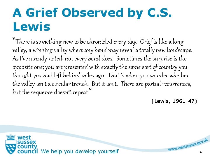 A Grief Observed by C. S. Lewis “There is something new to be chronicled