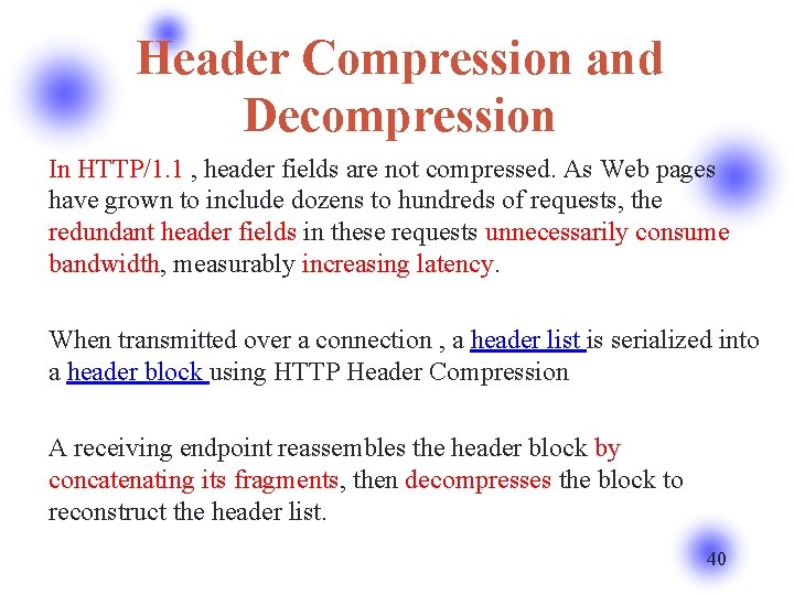 Header Compression and Decompression In HTTP/1. 1 , header fields are not compressed. As