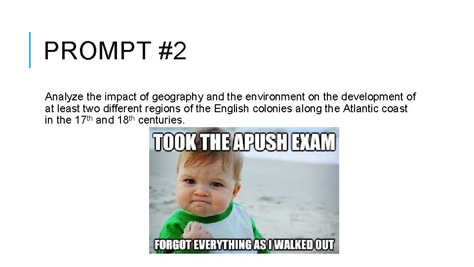 PROMPT #2 Analyze the impact of geography and the environment on the development of