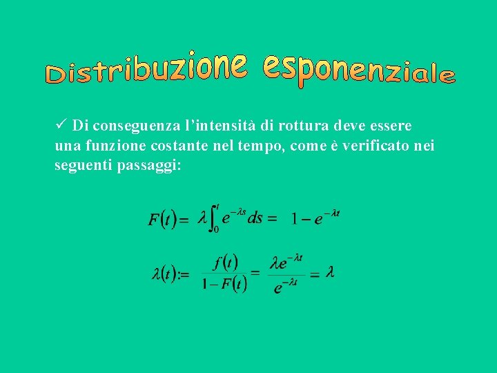  Di conseguenza l’intensità di rottura deve essere una funzione costante nel tempo, come