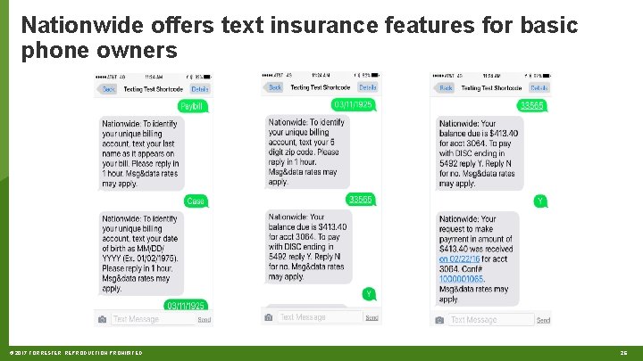 Nationwide offers text insurance features for basic phone owners © 2017 FORRESTER. REPRODUCTION PROHIBITED.