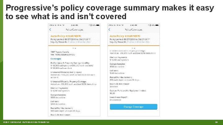 Progressive’s policy coverage summary makes it easy to see what is and isn’t covered