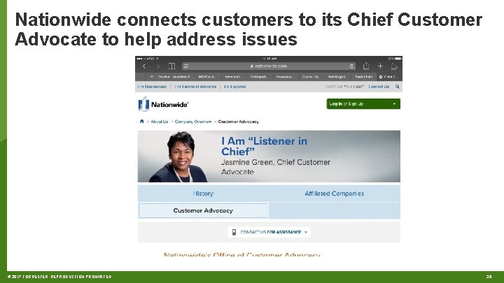 Nationwide connects customers to its Chief Customer Advocate to help address issues © 2017