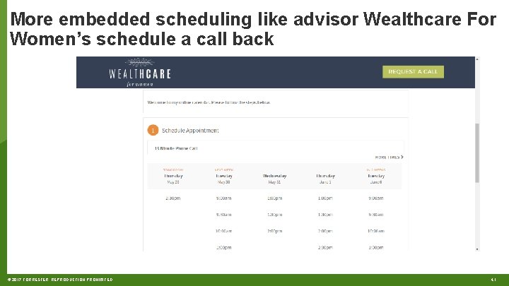 More embedded scheduling like advisor Wealthcare For Women’s schedule a call back © 2017