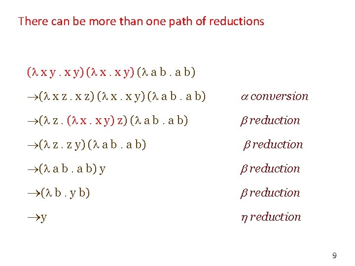 There can be more than one path of reductions ( x y) ( x.