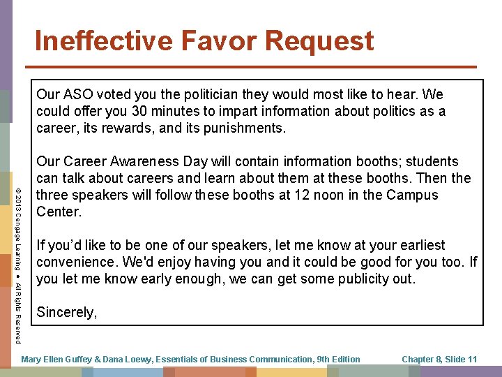Ineffective Favor Request Our ASO voted you the politician they would most like to