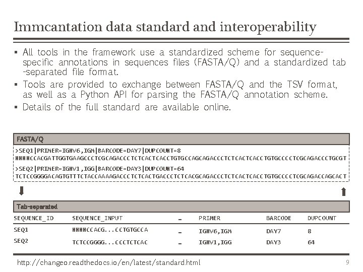 Immcantation data standard and interoperability § All tools in the framework use a standardized