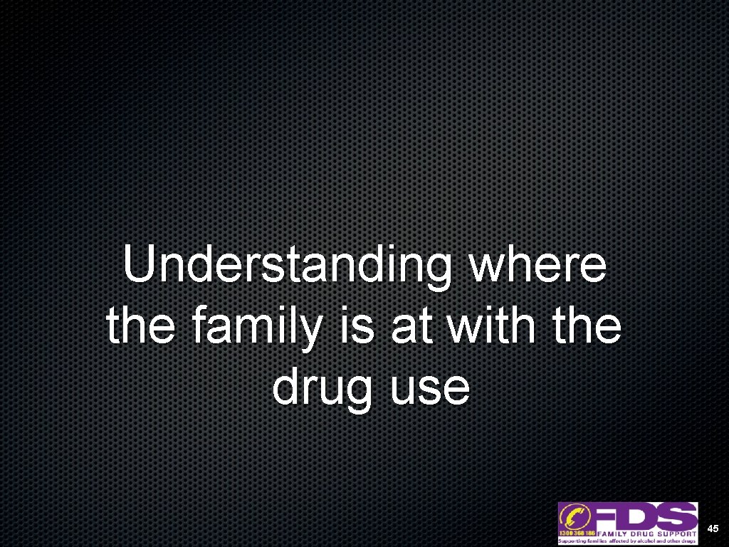 Understanding where the family is at with the drug use 45 