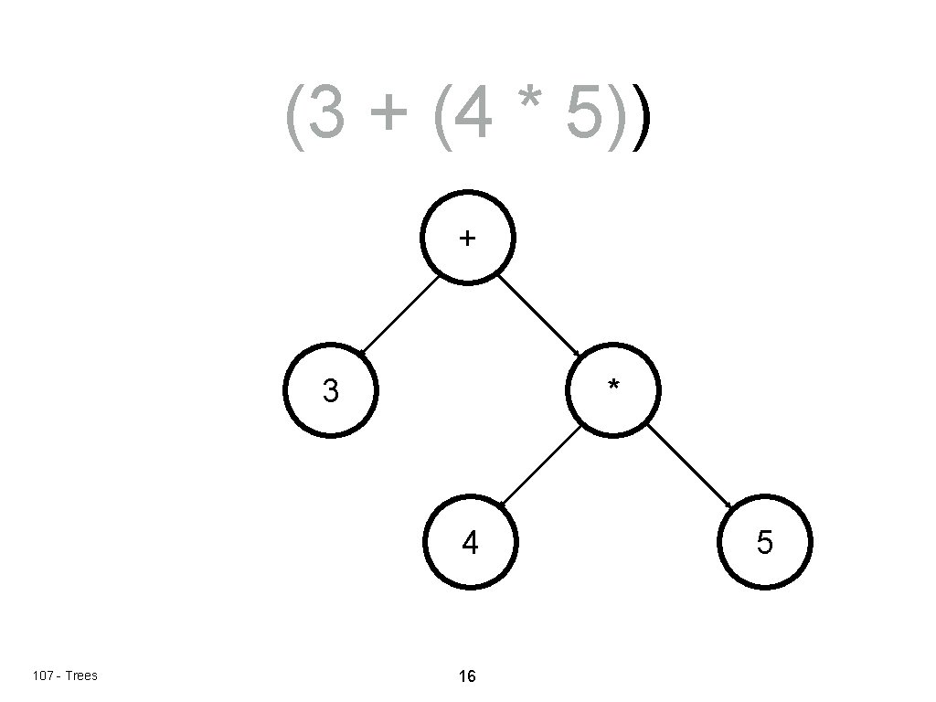 (3 + (4 * 5)) + 3 * 4 107 - Trees 16 5