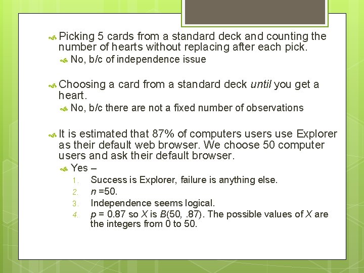  Picking 5 cards from a standard deck and counting the number of hearts