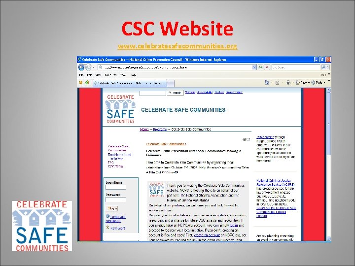 CSC Website www. celebratesafecommunities. org 