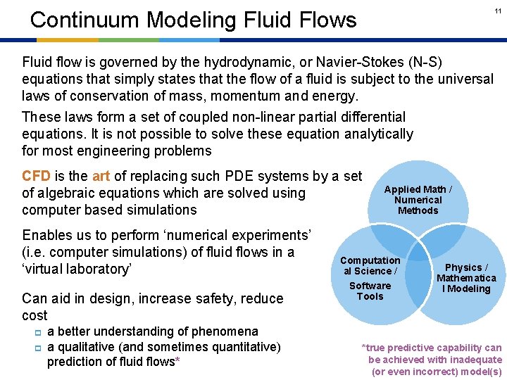 11 Continuum Modeling Fluid Flows Fluid flow is governed by the hydrodynamic, or Navier-Stokes