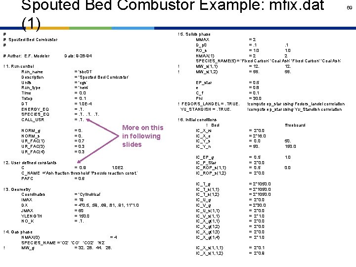 Spouted Bed Combustor Example: mfix. dat (1) # # Spouted Bed Combustor # #