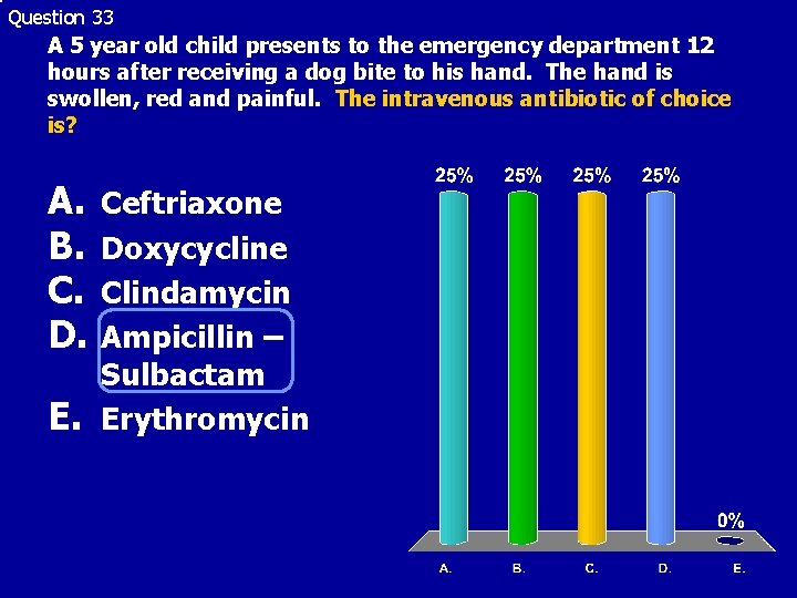 Question 33 A 5 year old child presents to the emergency department 12 hours