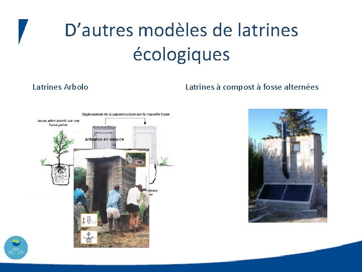 D’autres modèles de latrines écologiques Latrines Arbolo Latrines à compost à fosse alternées 