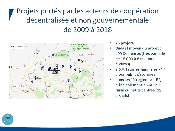 Projets portés par les acteurs de coopération décentralisée et non gouvernementale de 2009 à