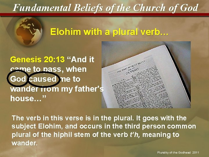 Fundamental Beliefs of the Church of God Elohim with a plural verb… Genesis 20:
